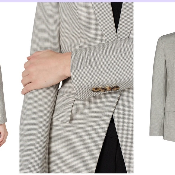 CLUB MONACO Borrem Single Button Blazer Wool Blend White Grey Size 10 - Picture 5 of 16